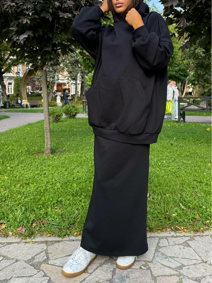 Hoodie mit Maxirock